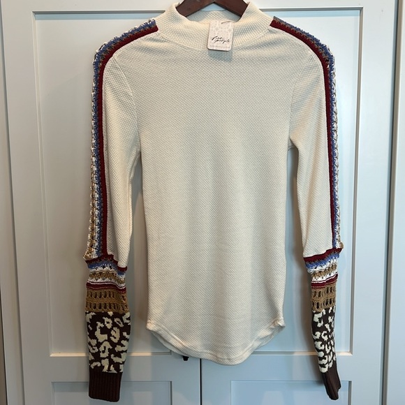 SOLD NWT Free People Cream Textured Knit Top - Picture 7 of 7